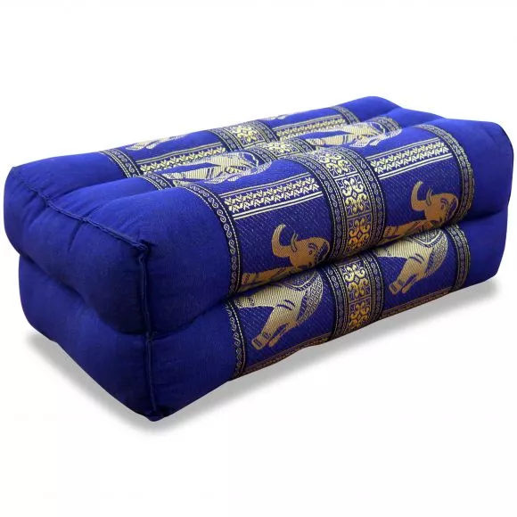 Block pillow, Silk, blue / elephants