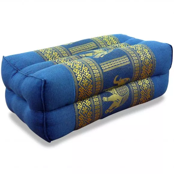 Block pillow, Silk, light blue / elephants