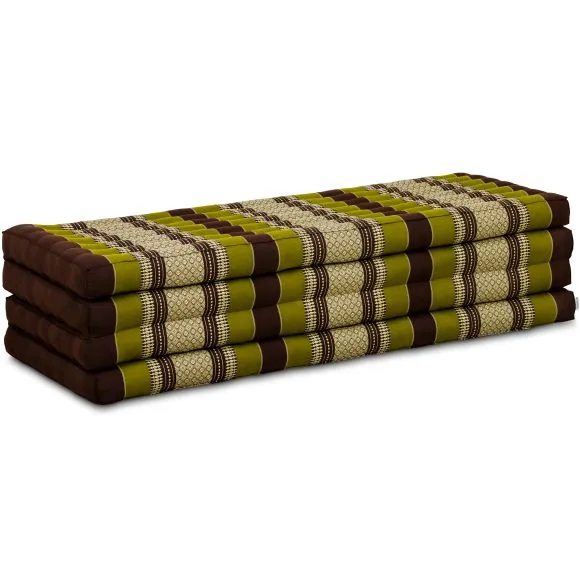 Folding Mattress, 200 cm x 140 cm, brown/green