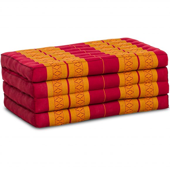 Folding Mattress , 200 cm x 80 cm, red / yellow
