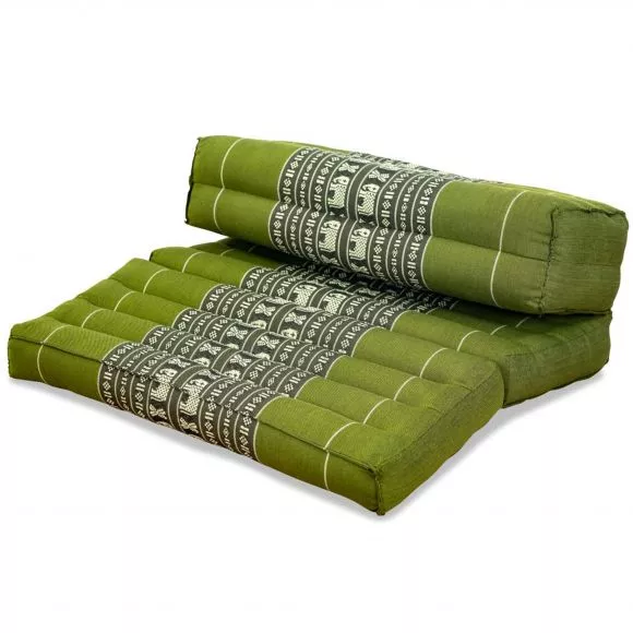 Block pillow (foldable) green / elephants