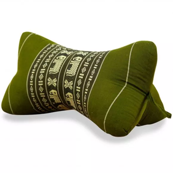 Bone Neck Pillow, green / elephants