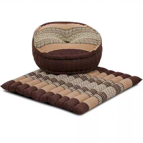 Kapok, Zafu Cushion + Quilted Seat Cushion Size L, brown