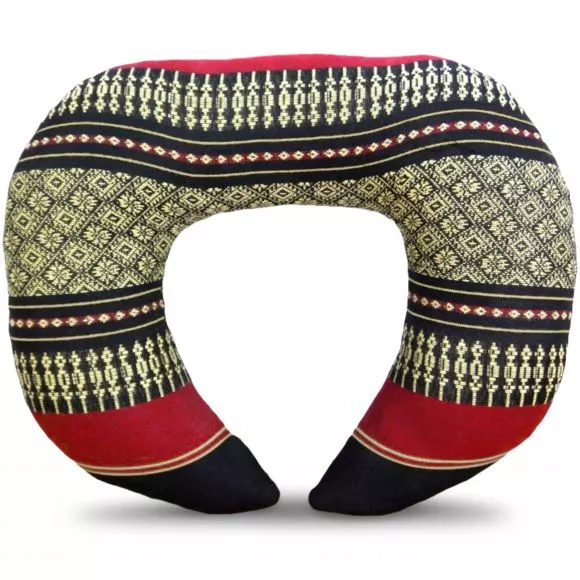 Kapok Neck Pillow, black / red