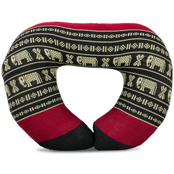 Kapok Neck Pillow, black / elephants