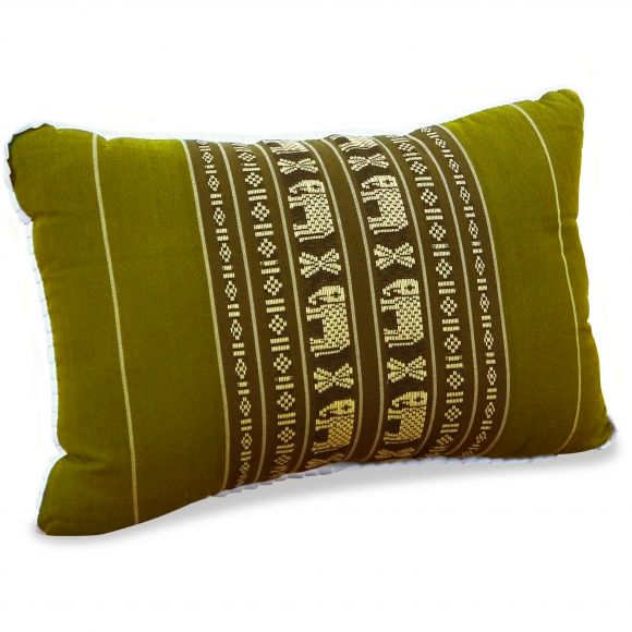 Small Throw Pillow, green / elephants