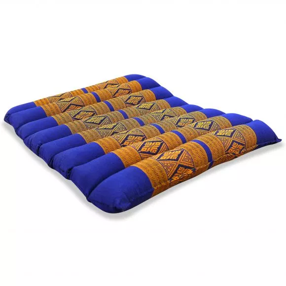 Kapok Quilted Seat Cushion, Size M, blue / yellow