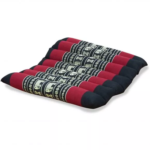 Kapok Quilted Seat Cushion, Size M, black elephants