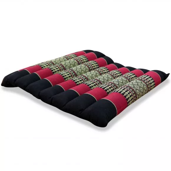 Kapok Quilted Seat Cushion, Size M, black / red