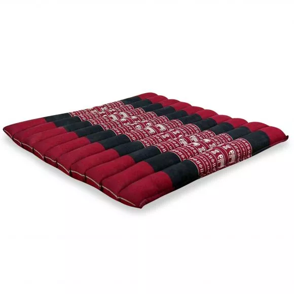Kapok Quilted Seat Cushion, Size L, red elephants
