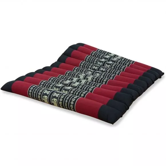 Kapok Quilted Seat Cushion, Size L,  black elephants