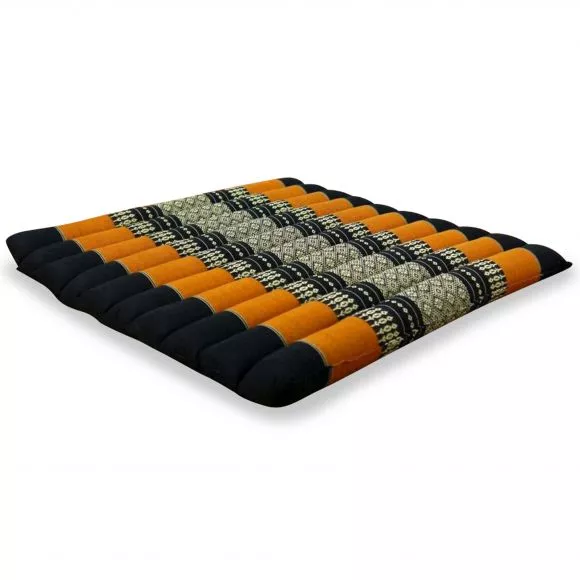 Kapok Quilted Seat Cushion, Size L,  black / orange