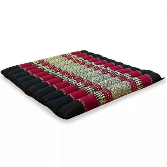 Kapok Quilted Seat Cushion, Size L,  black / red