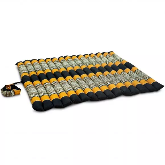 Kapok Quilted Cushion 75 cm (Black/Orange)