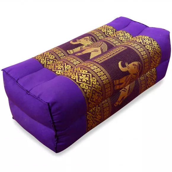 Block pillow, Silk, purple / elephants