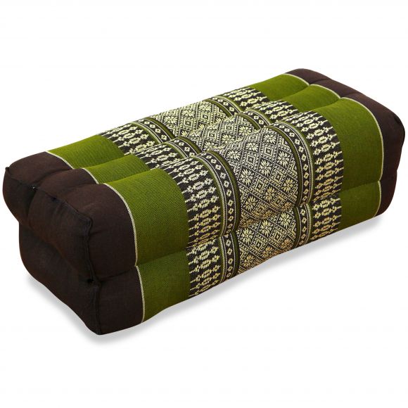 Block pillow, brown / green