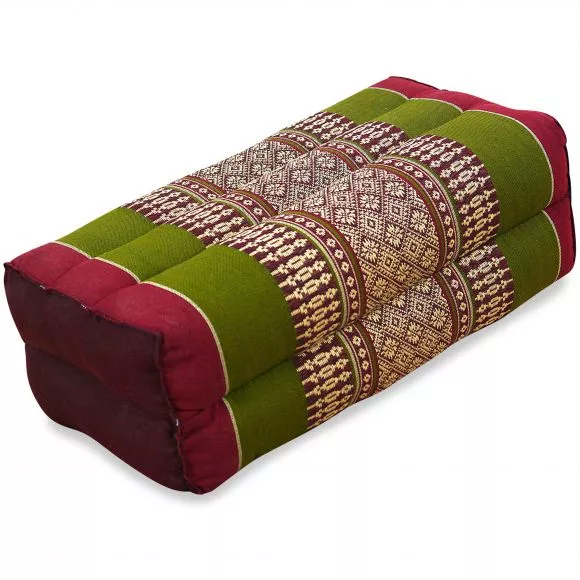 Block pillow, red / green