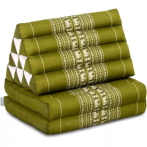 Thai Cushion 2 Fold, green elephants