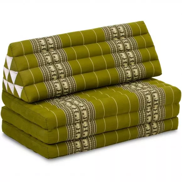 Thai Cushion XXL-Width, green elephants