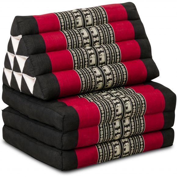 Thai Cushion 3 Fold, black elephants