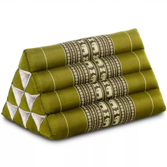 Triangle Cushion, green elephants