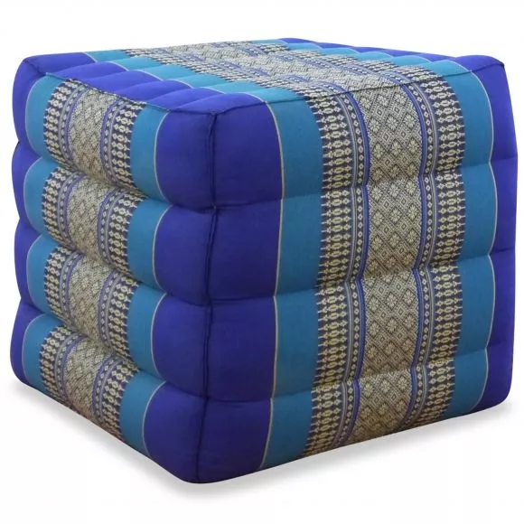 Kapok Cube Pillow, blue