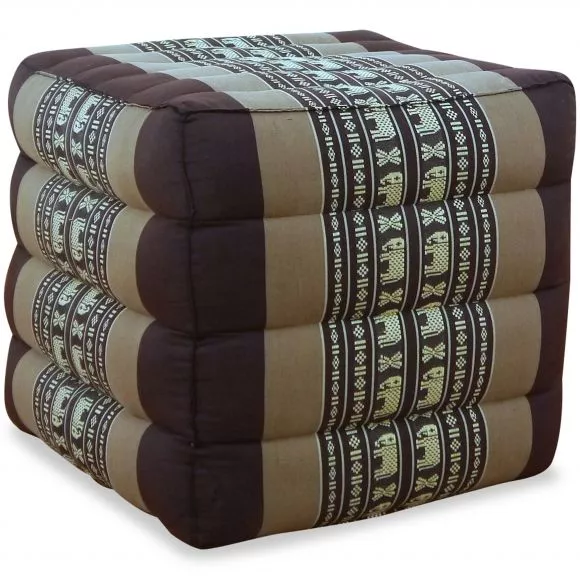 Kapok Cube Pillow, brown / elephants