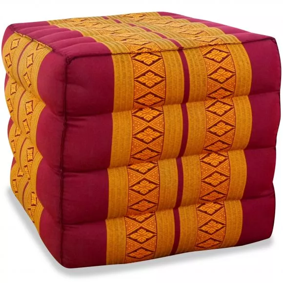 Kapok Cube Pillow, red / yellow