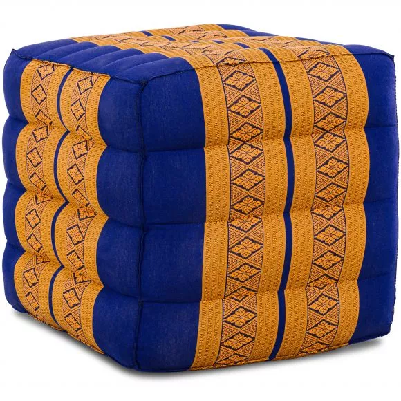 Kapok Cube Pillow, blue / yellow