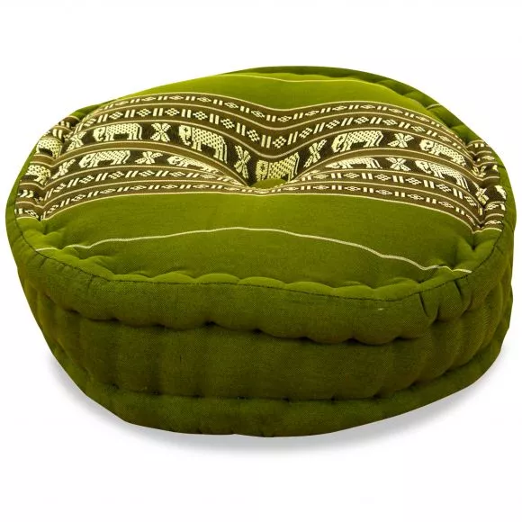 Zafu Pillow, green elephants