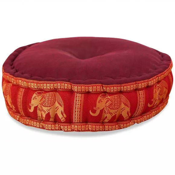 Zafu Pillow, silk, light red elephants