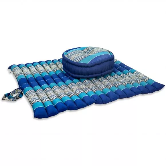 Kapok, Zafu Cushion + Quilted Seat Cushion Size XL, blue