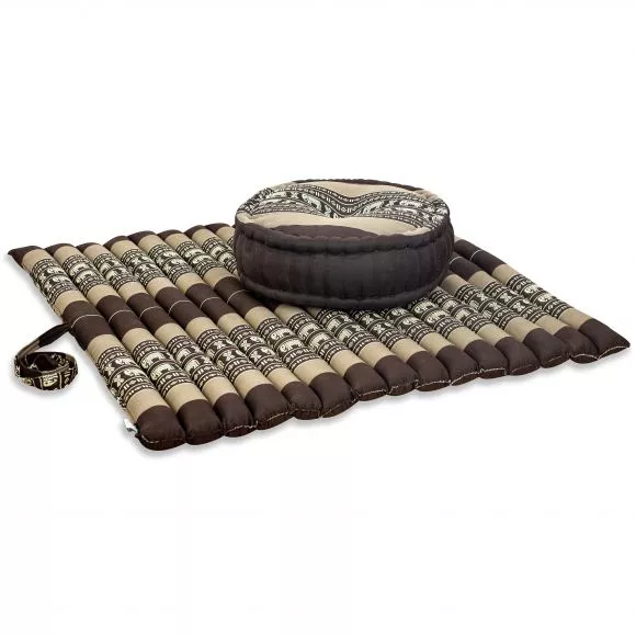 Kapok, Zafu Cushion + Quilted Seat Cushion Size XL, brown / elephants