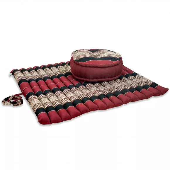Kapok, Zafu Cushion + Quilted Seat Cushion Size XL, red / black