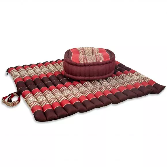 Kapok, Zafu Cushion + Quilted Seat Cushion Size XL, ruby-red