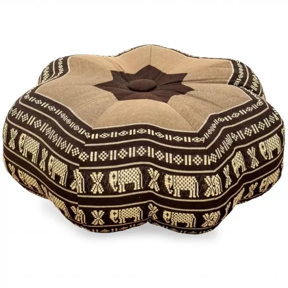 Zafu Cushion, little star, brown / elephants