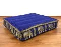 Floor Seat Cushion, Meditation Cushion Silk, blue / elephants