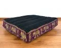 Floor Seat Cushion, Meditation Cushion Silk, black-purple / elephants