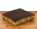 Floor Seat Cushion, Meditation Cushion Silk, dark brown-gold / elephants