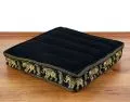 Floor Seat Cushion, Meditation Cushion Silk, black / elephants
