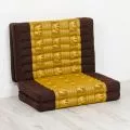 Folding Mattress, 200 cm x 80 cm, silk, dark brown-gold/elephants