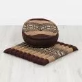 Kapok, Zafu Cushion + Quilted Seat Cushion Size L, brown / elephants