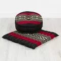 Kapok, Zafu Cushion + Quilted Seat Cushion Size L, black / elephants