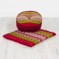 Kapok, Zafu Cushion + Quilted Seat Cushion Size L, red / green