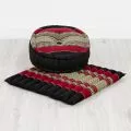 Kapok, Zafu Cushion + Quilted Seat Cushion Size L, black / red