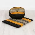 Kapok, Zafu Cushion + Quilted Seat Cushion Size L, black / orange