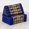 Thai Cushion 3 Fold, silk, blue/elephant