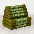 Thai Cushion 3 Fold, silk, green/elephant