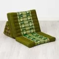 Thai Cushion 3 Fold, silk, green/elephant