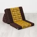 Thai Cushion 3 Fold, silk, dark brown-gold/elephant